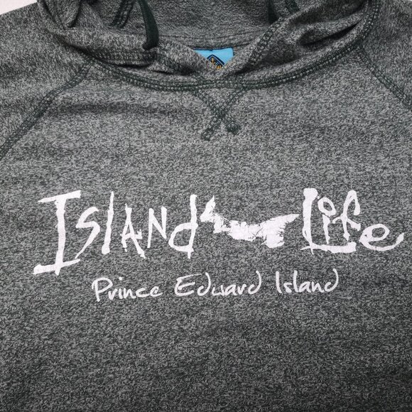 Coastal Culture Ladies Size Large Grey/Green Island Life Drawstring Hoodie - Picture 4 of 8